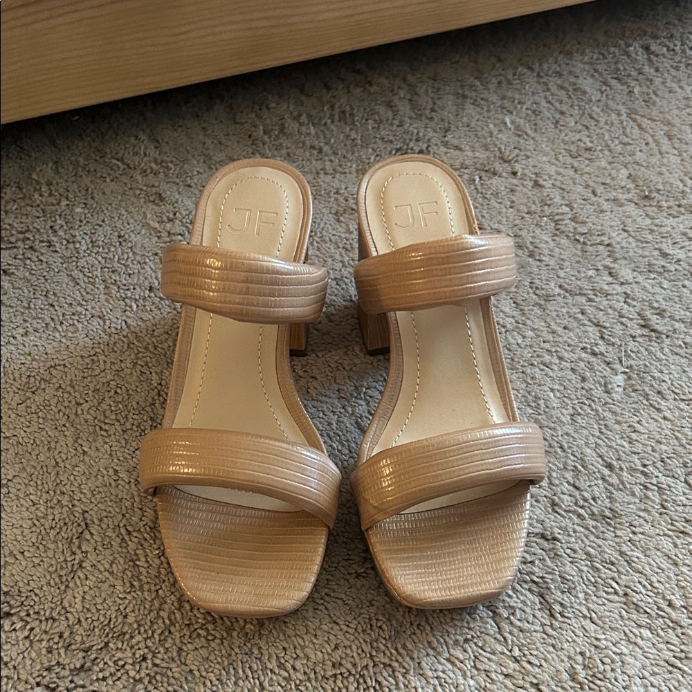 JustFab Beige Block Heel Sandals